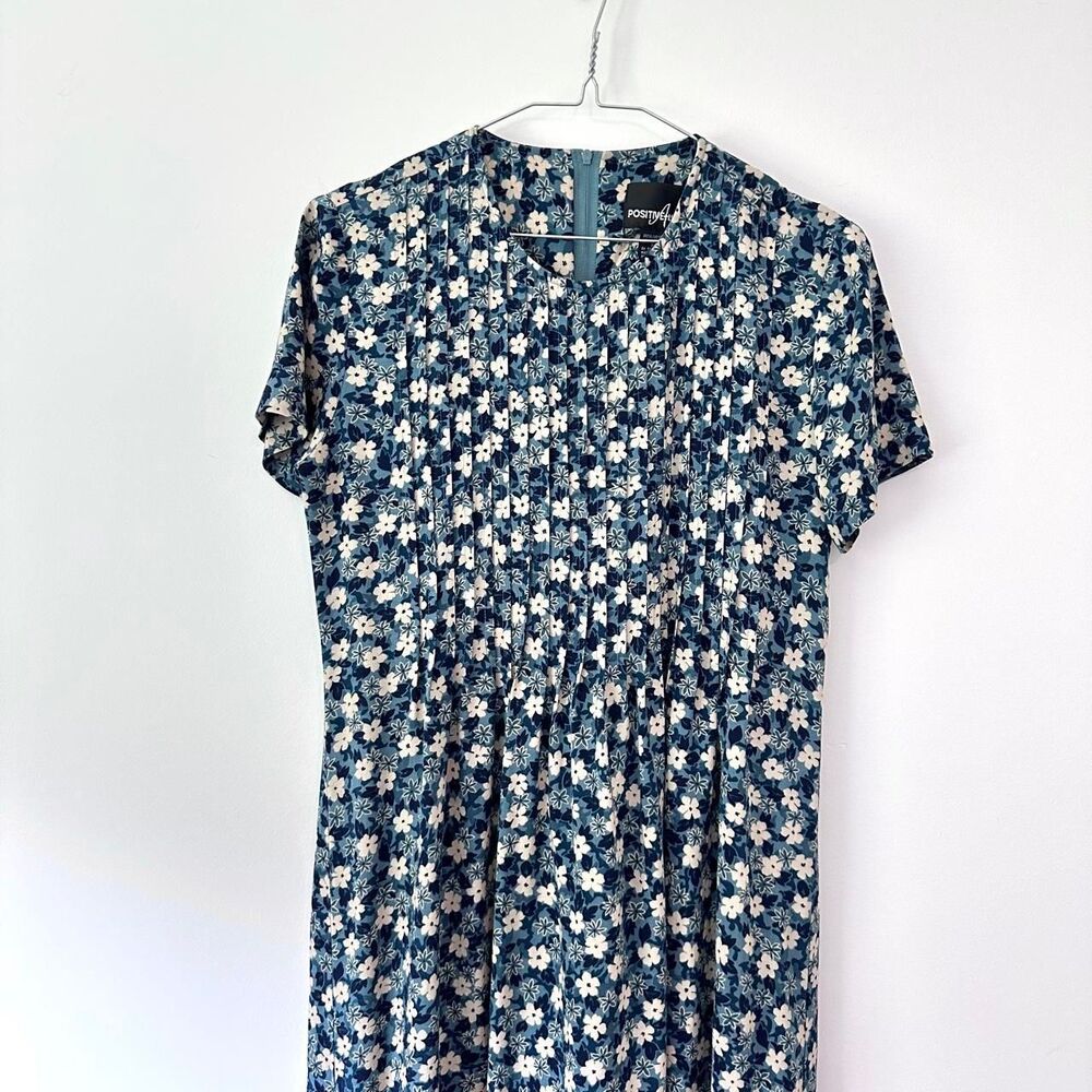 Vintage 90s Positively Attitude Floral Maxi Dress Women Small Rayon Cottagecore